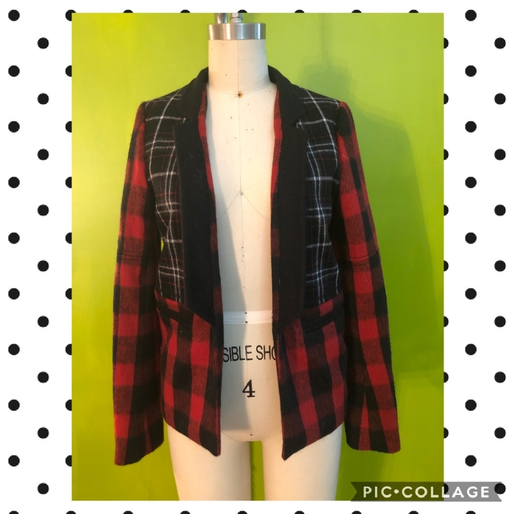 April, May Mixed Plaid Tailored Jacket